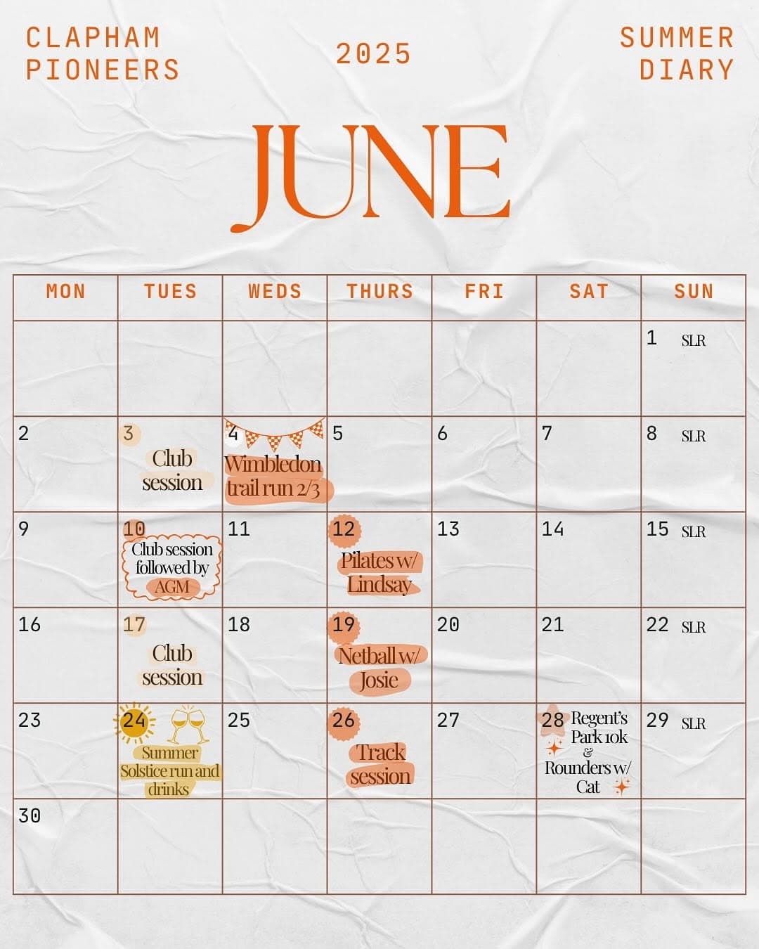 Clapham Pioneers Sunday 10-mile Social Run